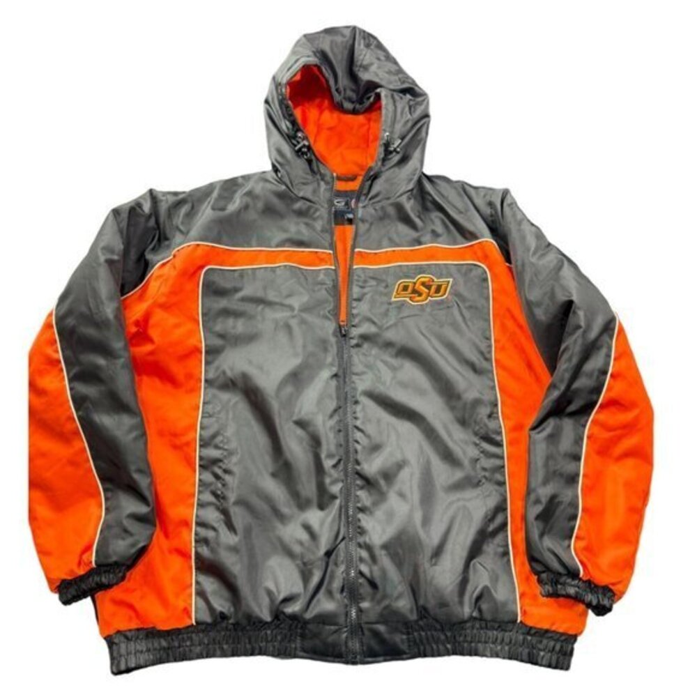 G-III Oklahoma State University OSU Cowboys Hooded Jacket Mens XL Grey Orange |J